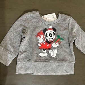 Disney Junior Mickey Mouse Christmas Gray Pullover Long Sleeve Sweatshirt NWT